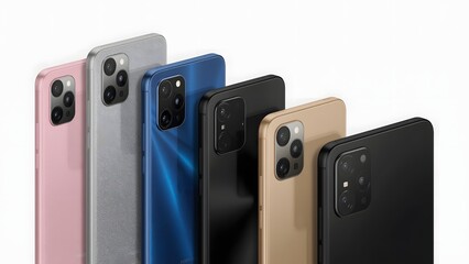 Smartphones Collection Displayed in Modern Environment with Creative Viewpoint
