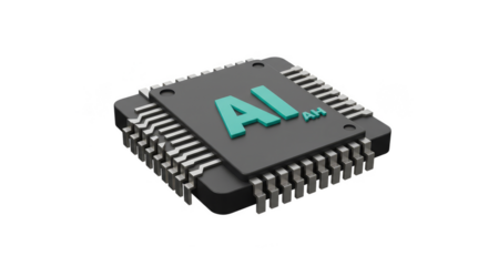 3D Rendering Microchip AI Technology Innovation Isolated Background