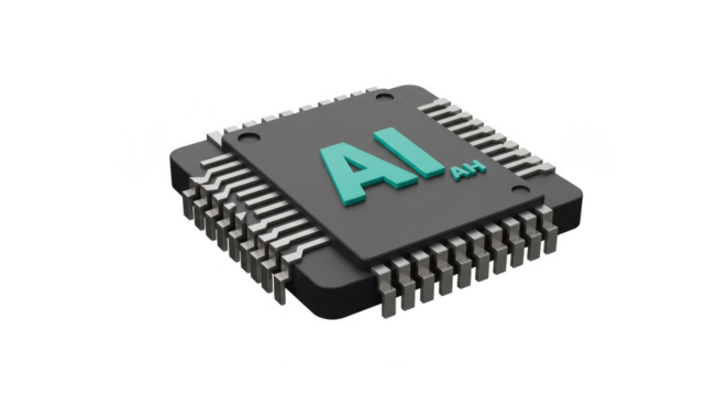 3D Rendering Microchip AI Technology Innovation Isolated Background