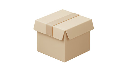 3D Rendering Brown Cardboard Box Package Isolated Transporting Object