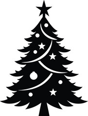 Obraz premium Christmas Tree Silhouette Vector Icon on transparent background