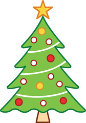 Cute Christmas Tree Cartoon Vector Illustration
