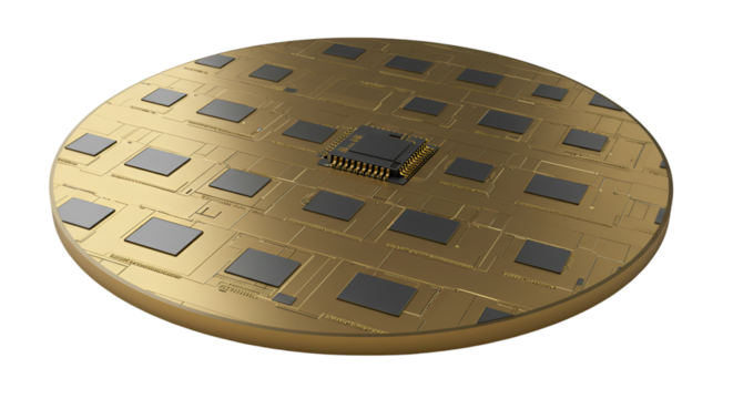 3d Render Circuit Board Microchip Technology Gold and Black Background