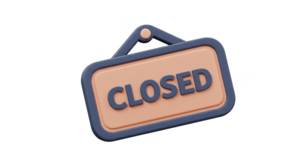 3D Render Closed Signboard Door Business Shop Isolated Background