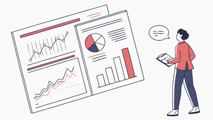Man reviewing financial reports with charts graphs and data analysis for business performance review meeting