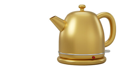 3d Rendering of Golden Kitchen Kettle Isolated Object on Transparent Background