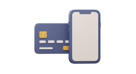 3D Payment Mobile with Credit Card Online Finance Isolated PNG