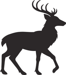 Obraz premium Christmas reindeer Walking silhouette vector on transparent background