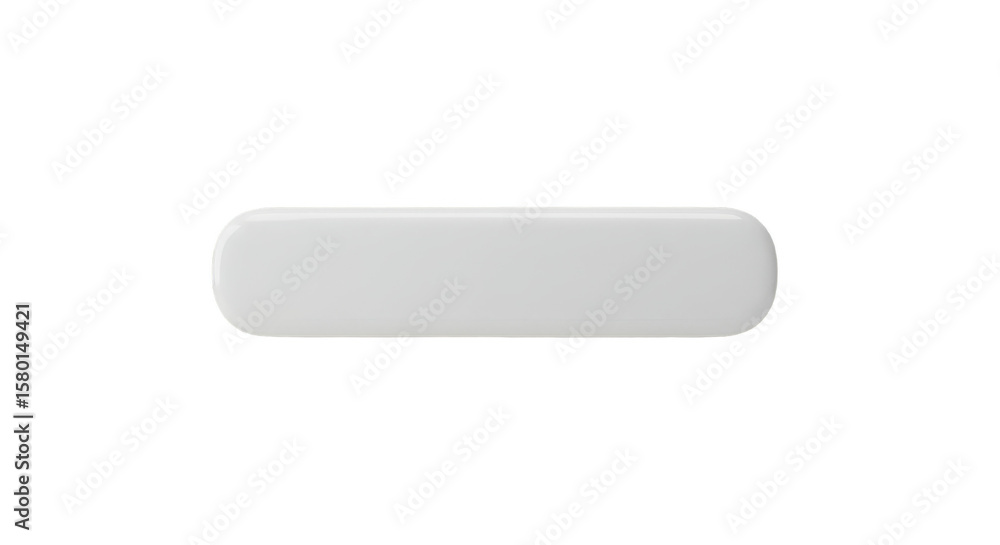Poster 3d render of white rectangle button minimalist icon for ui ux