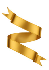 Isolated Golden Ribbon Banner Scroll Design Element on Transparent Background