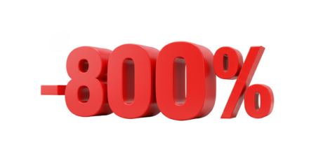 3d Render Red Minus 800 Percent Discount Isolated Transparent Background