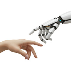 3D Rendering of Robot Hand Reaching Out to Human Hand