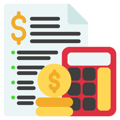 Budget Icon in Flat Color Style Suitable for Web, Apps, Presentation, or Printable Meanings	
