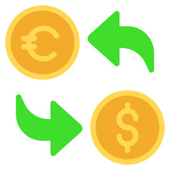 Currency Exchange Icon in Flat Color Style Suitable for Web, Apps, Presentation, or Printable Meanings	