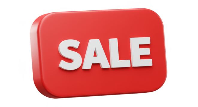 3D Render Sale Sign Isolated Background Discount Marketing Promotion