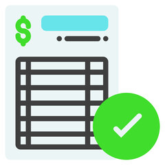 Invoice Icon in Flat Color Style Suitable for Web, Apps, Presentation, or Printable Meanings	