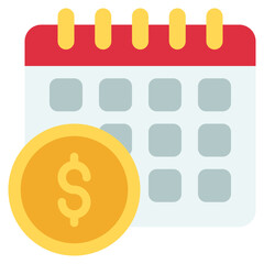 Payment Day Icon in Flat Color Style Suitable for Web, Apps, Presentation, or Printable Meanings	