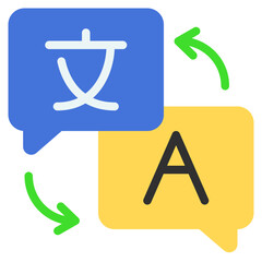 Translator Icon in Flat Color Style Suitable for Web, Apps, Presentation, or Printable Meanings	