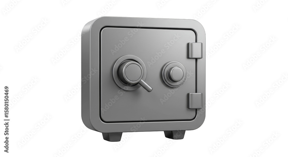 Poster 3d rendering safe security box money deposit transparent background