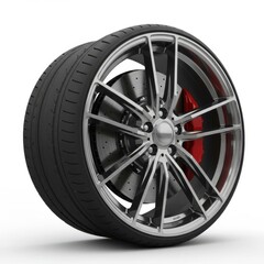 Close-up View of a Modern Alloy Wheel with Performance Tire