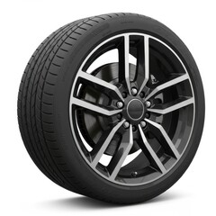High-Performance Black Alloy Wheel with Sport Tire Close-Up
