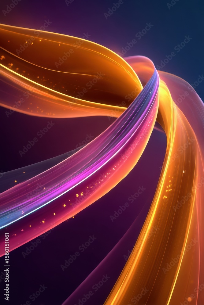 Poster colorful abstract waves blend in a mesmerizing pattern creating a vivid visual experience in a digit