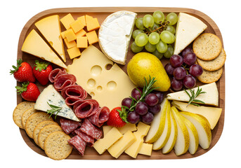 Isolated Gourmet Cheese Food Platter with Pear on Transparent Background