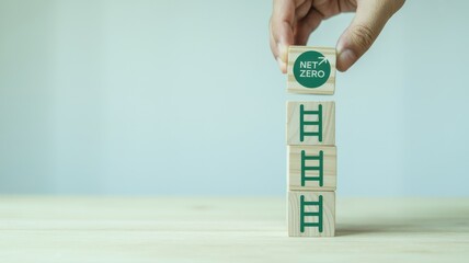 Stairway to Net Zero Building Blocks for Sustainable Future, Goal for Environmental Balance and Responsibility