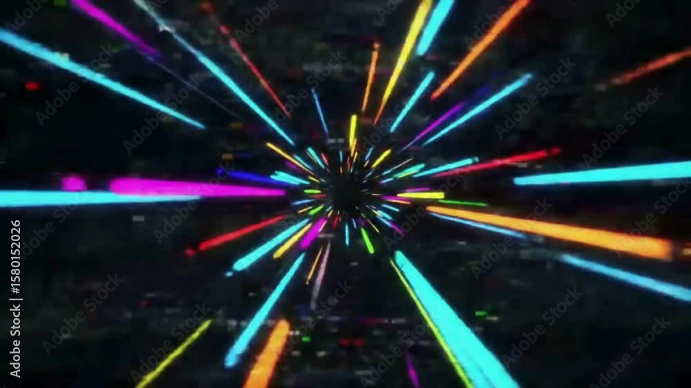 Aufkleber abstract image of colorful light streaks radiating from a central point, creating a dynamic and futu
