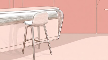 Interior design sketch of a bar