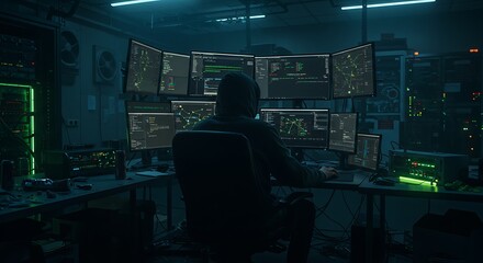 Cybersecurity Expert Monitoring Network Operations. AI Generated
