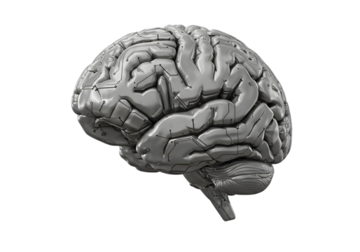 3D Render of a Brain Anatomy on Transparent Background for Medical Illustration