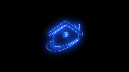  Glowing neon home icon isolated 