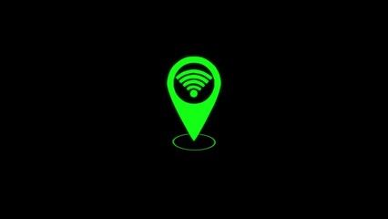 Location map pin with wifi icon on Transparent. Map pin icon with a WiFi symbol representing wireless connectivity at a specific location icon