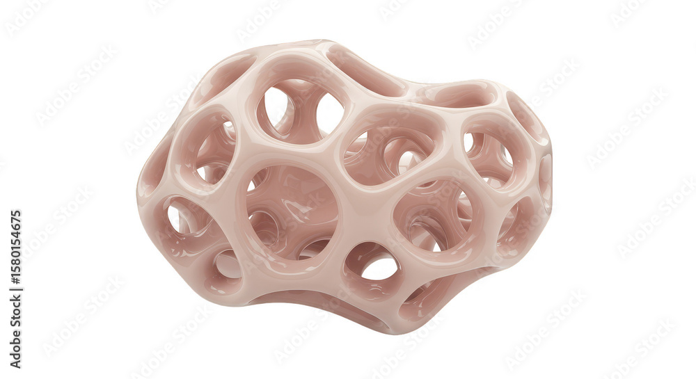 Poster abstract 3d render of a spherical cellular structure on transparent