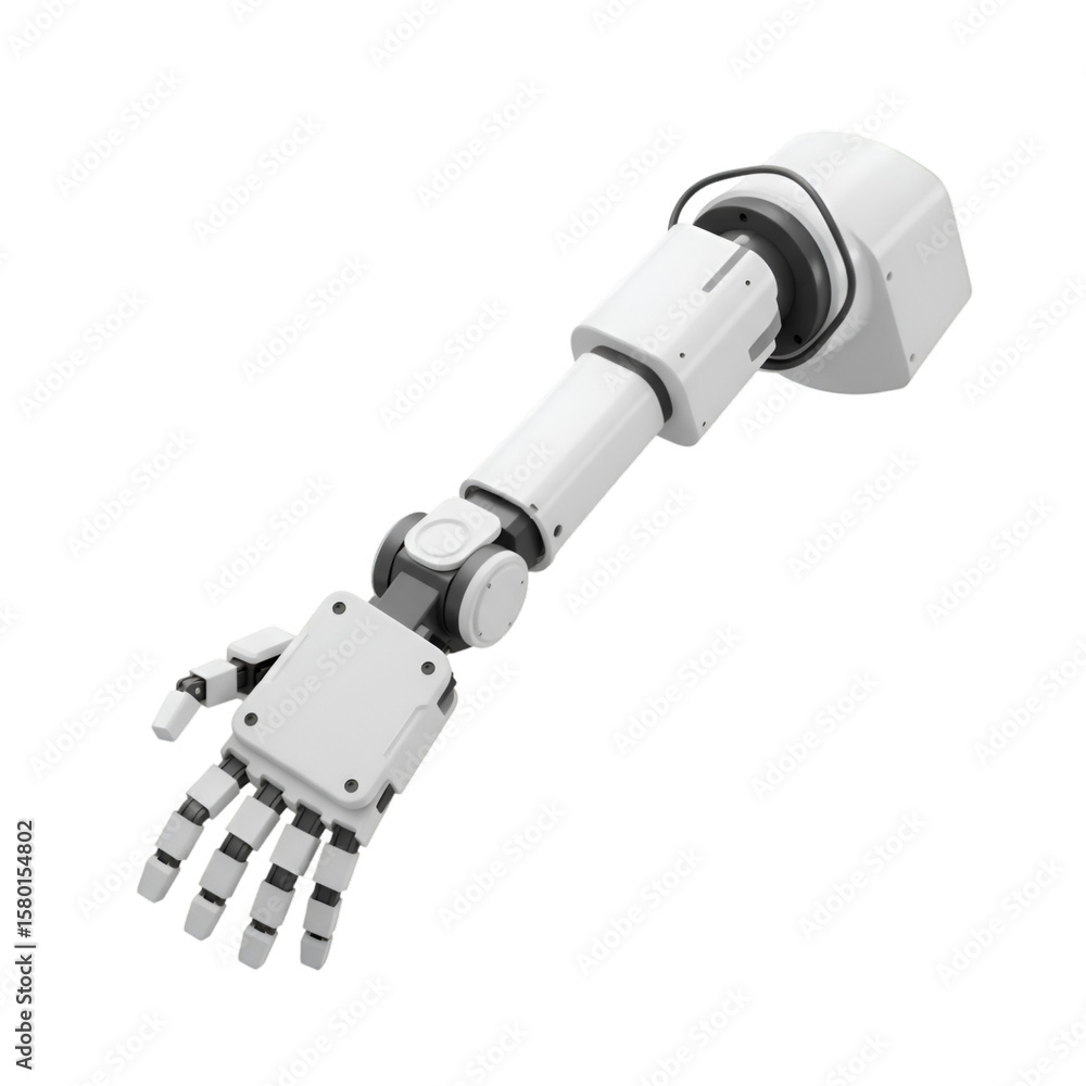 Poster 3d rendering robotic arm with transparent background