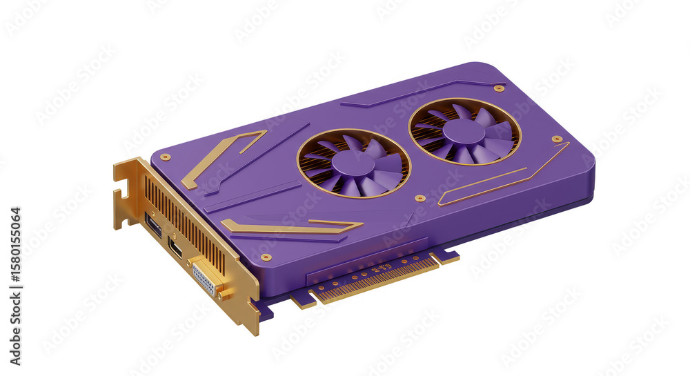 Aufkleber 3d rendering purple gold graphics card hardware computer technology