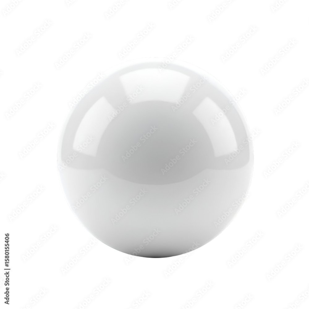 Poster 3d rendering glossy white sphere ball isolated on transparent background