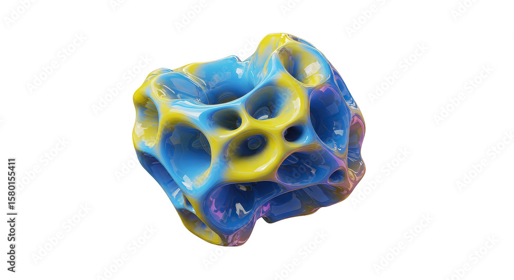 Poster abstract blue yellow shape transparent background design element 3d