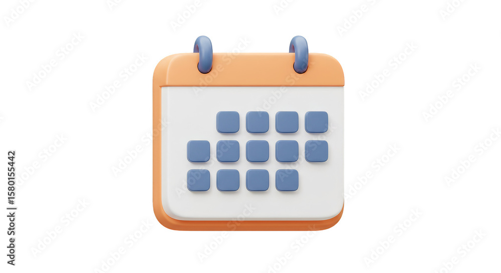 Poster 3d rendering calendar date month event schedule transparent background