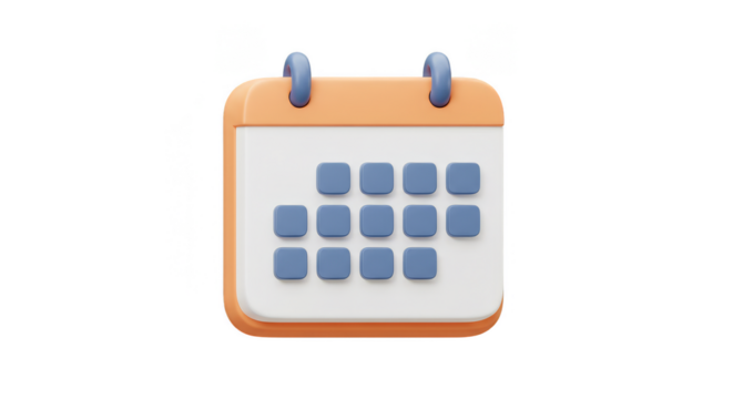 3D Rendering Calendar Date Month Event Schedule Transparent Background - Powered by Adobe