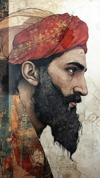 A painting of a man with a beard