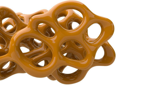 Abstract 3D Render Geometric Caramel Shapes on Transparent Background
