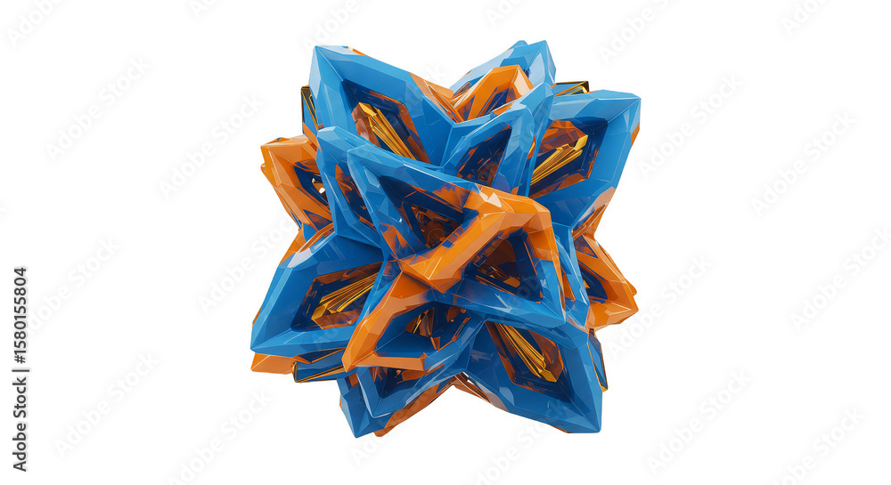 Poster abstract geometric shape 3d render design on transparent background