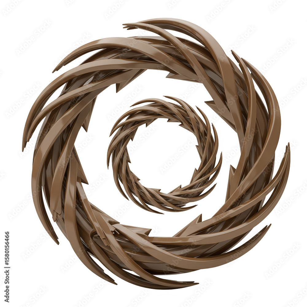 Poster abstract spiral brown wreath circle design element 3d rendering png