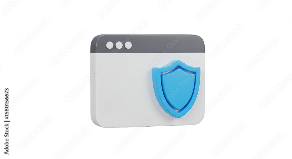 Poster 3d rendering internet security shield protection in blue and gray