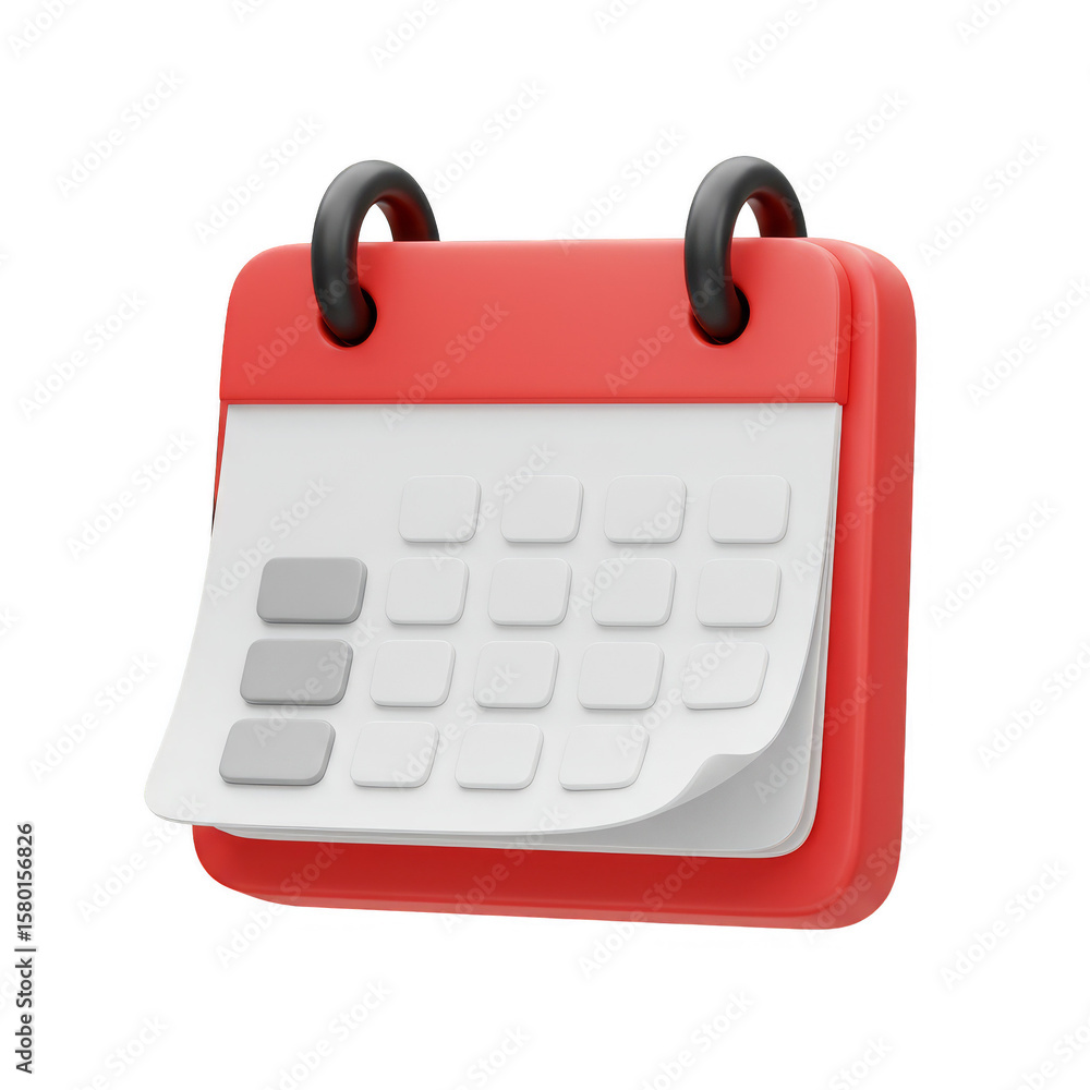 Poster 3d rendering isolated calendar date reminder planning event red white