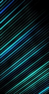 Blue fractals lines shining. 4K Vertical