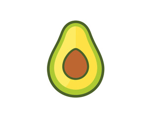 Sliced avocado illustration, showing the pit