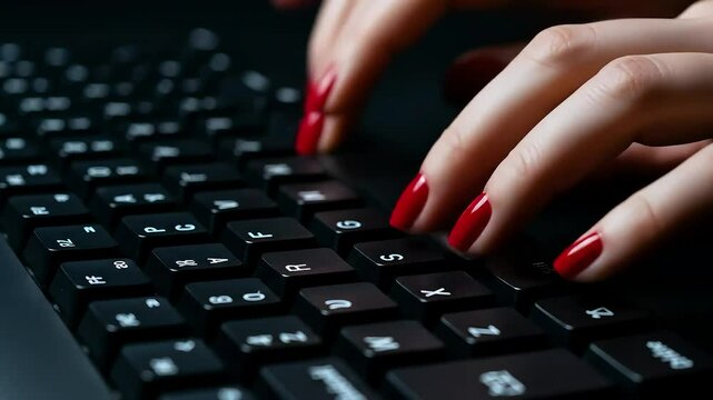 Hands typing on keyboard in dark room